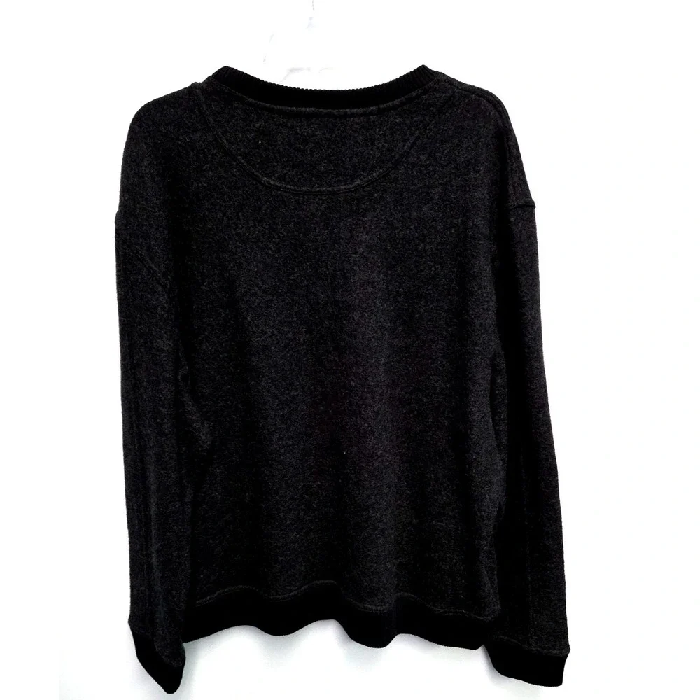 Orvis 100% Wool Sweater Men's XL Heather‎ Black Gray Pullover Cozy